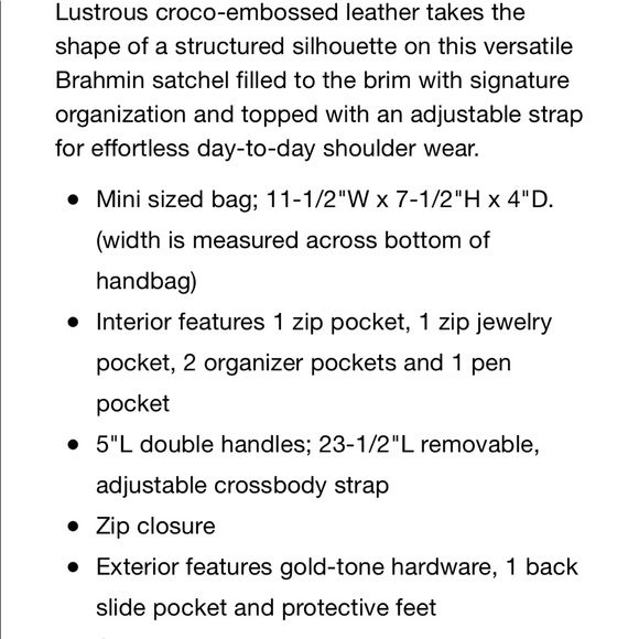 Brahmin Mini Asher Melbourne Embossed Leather Satchel Black - Picture 11 of 12